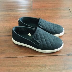 Black Quilted Slip On Sneakers